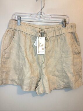 Nomad The Label 100% Linen Drawstring Shorts Oatmeal Size L NWT